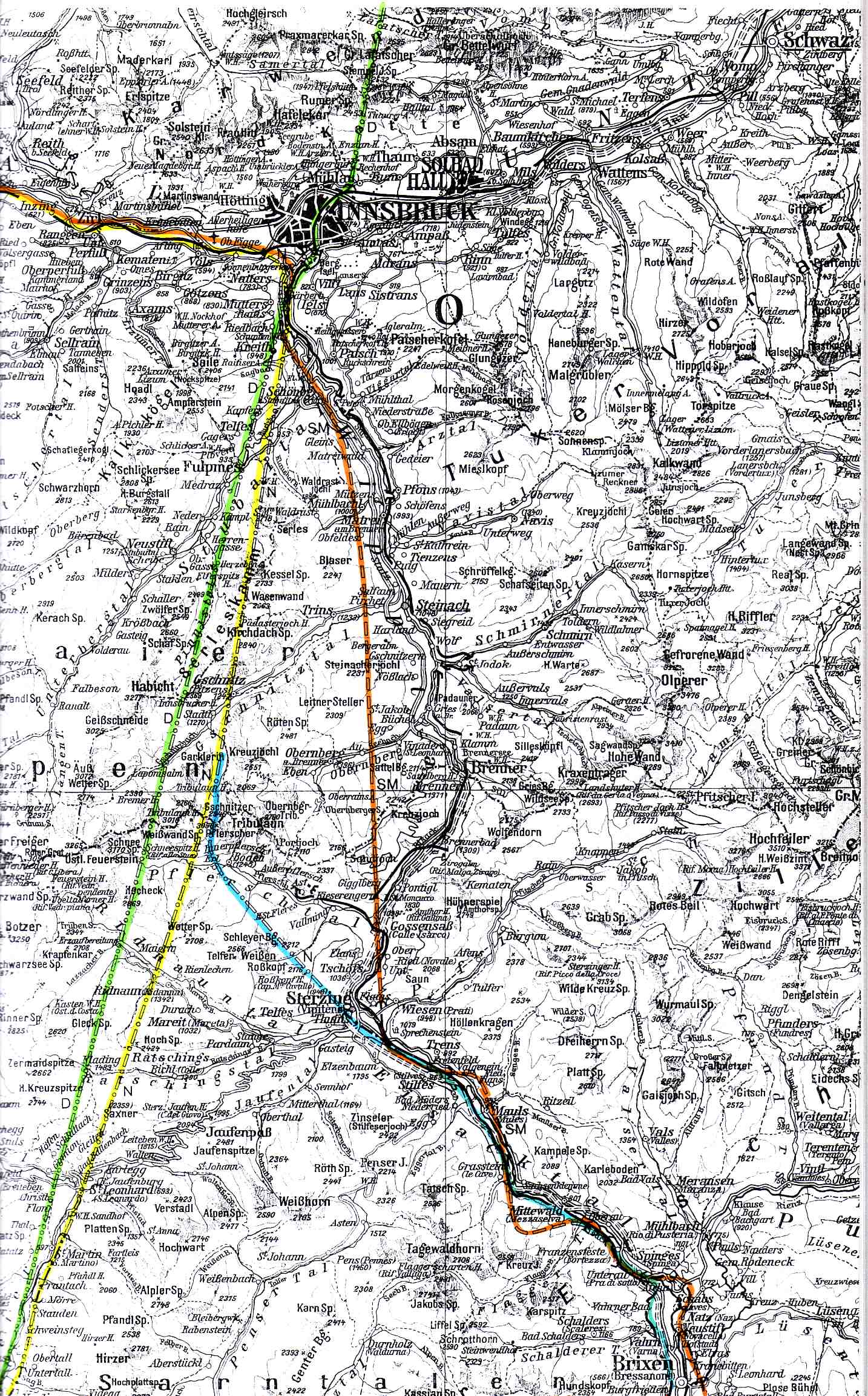 Alpenpaesse - Brenner - frühe Trassenstudien